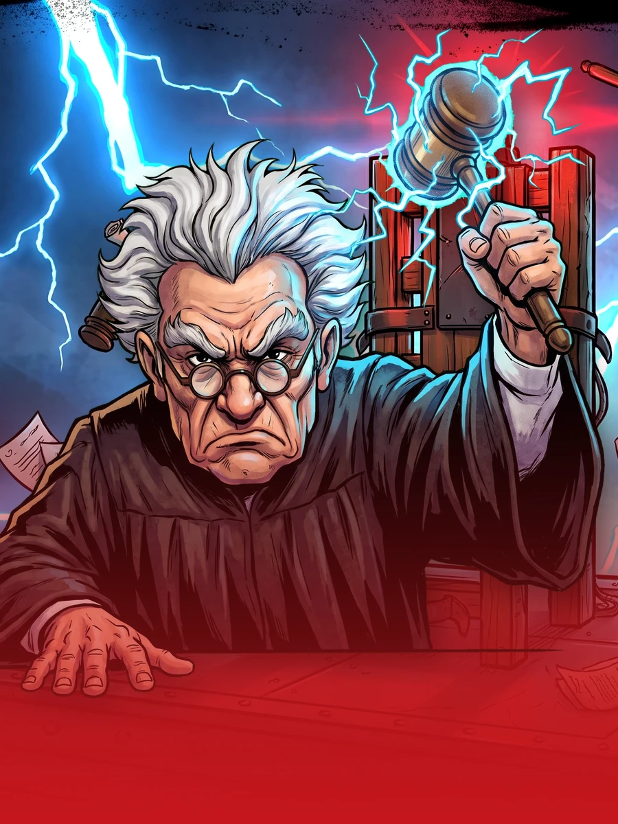 The judge raises an electrified gavel